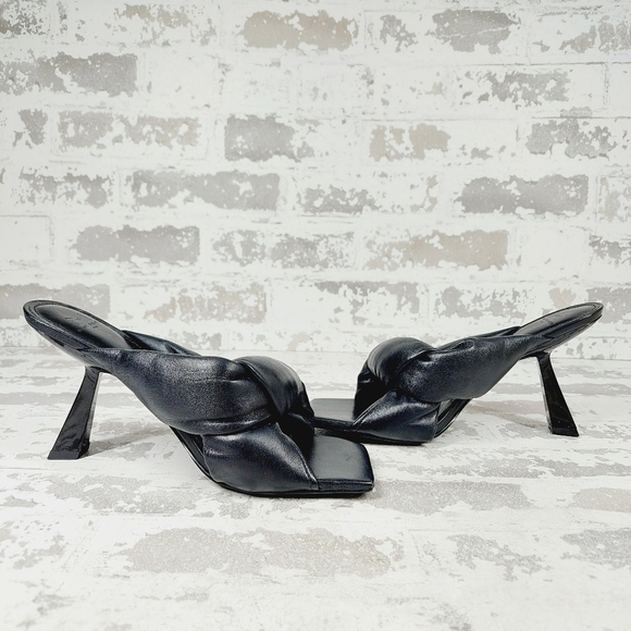 New Marc Fisher LTD Dellian Black Leather Heeled Sandals A212 - Picture 4 of 12